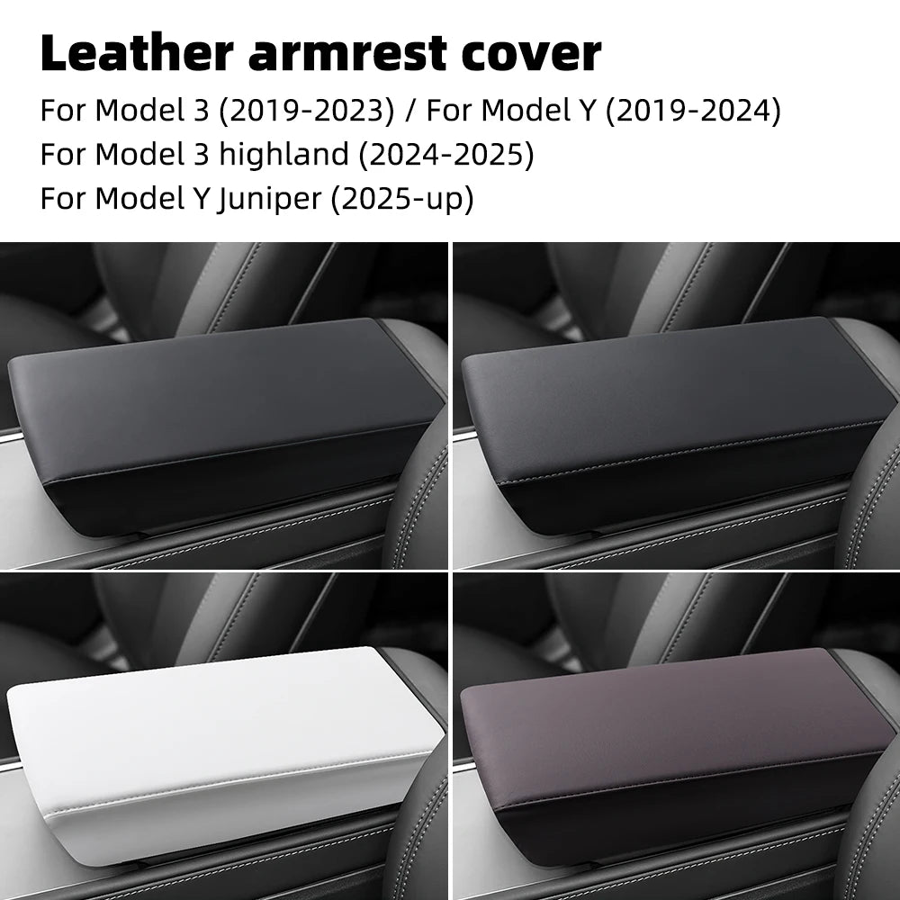 Leather ABS Armrest Box Cover for Model 3 / Model Y (2017-2023)