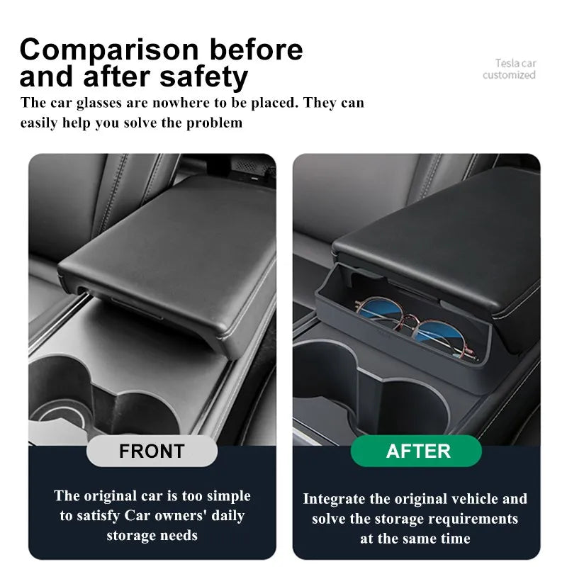Silicone Center Armrest Storage Box for Model 3 / Model Y (2020-2024)