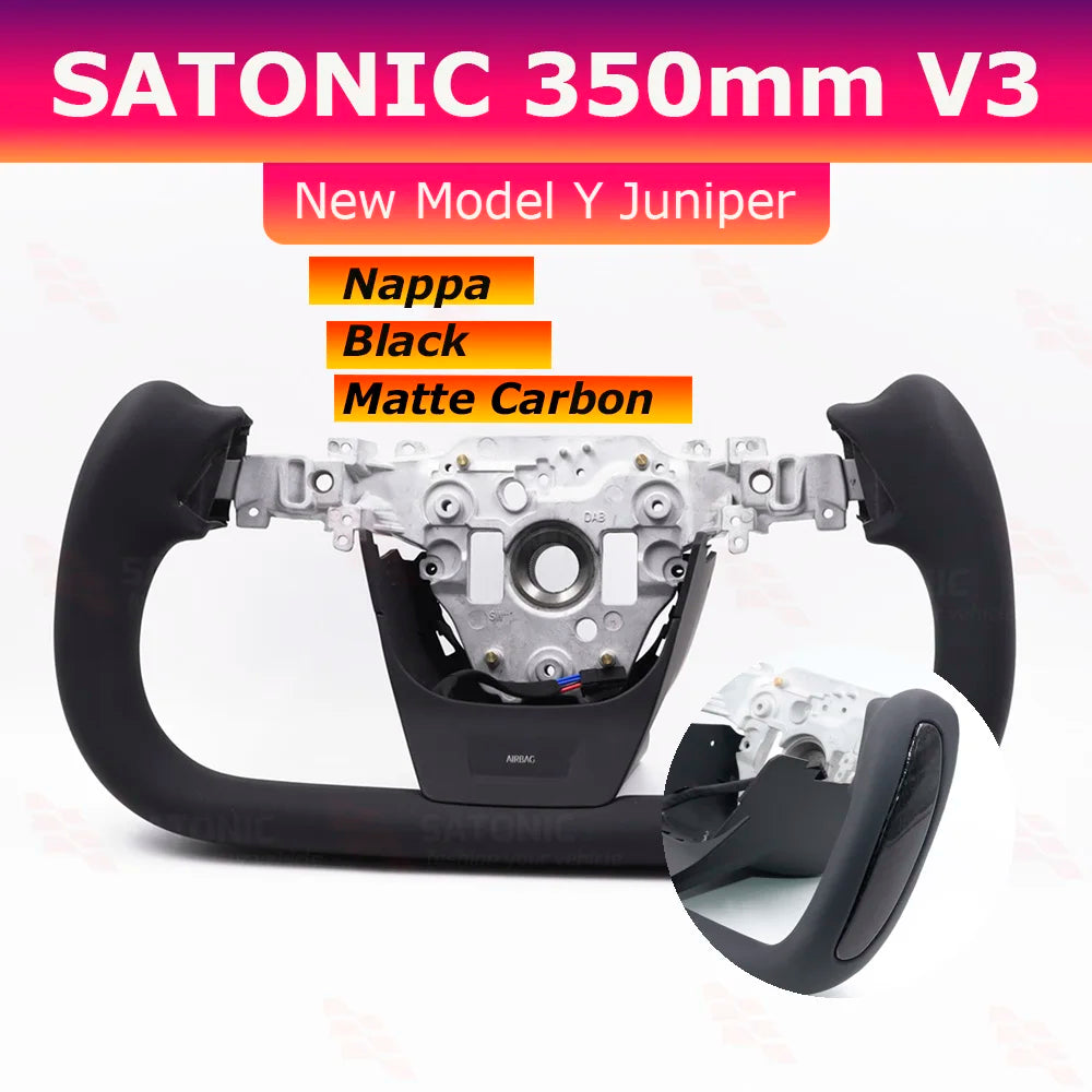 Custom Heated Yoke Steering Wheel for Model Y Juniper — Sport Colors