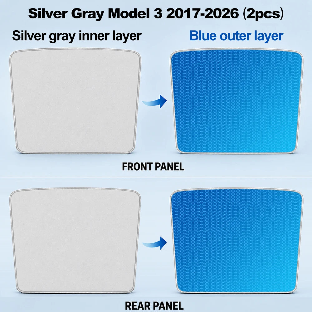 Ice-Blue Glass Roof Sunshade for Model 3 (2017-2026)