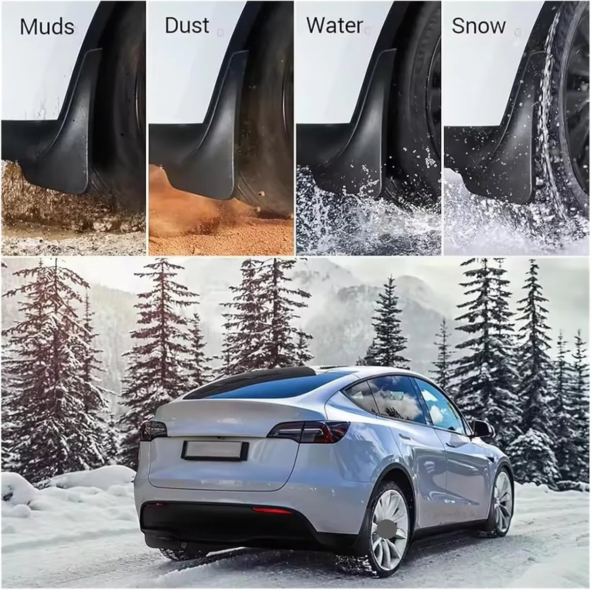 No-Drill Mud Flaps for Model 3 Highland (2024+) & Model Y Juniper (2025+)