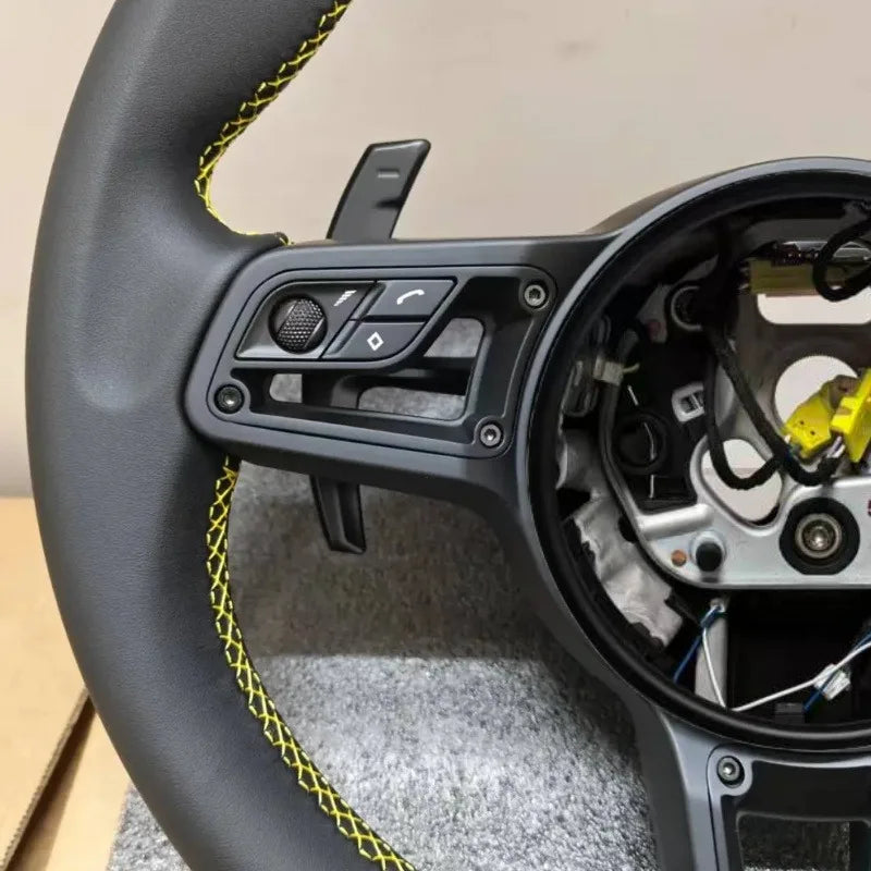 Leather Carbon Fiber Steering Wheel for Porsche Taycan Family