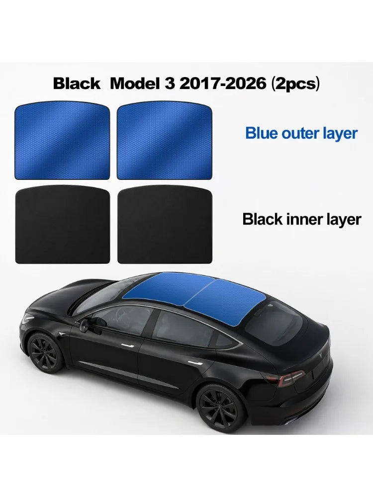 Panoramic Glass Roof Sunshade for Model 3 / Model Y (2017-2025)