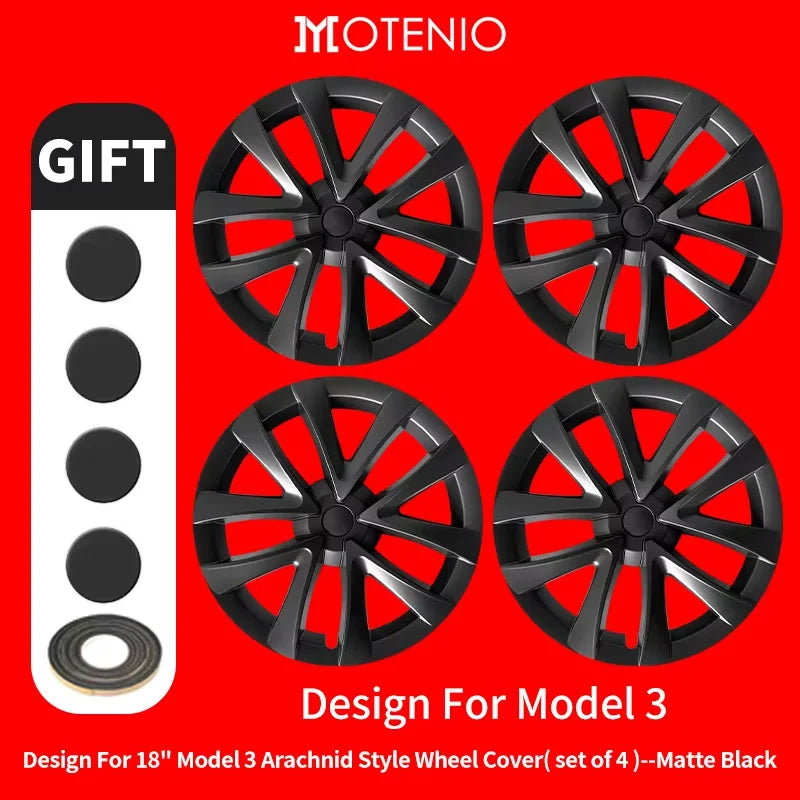 18-Inch Arachnid-Style Hubcap Covers for Model 3 (2017-2023), Set of 4