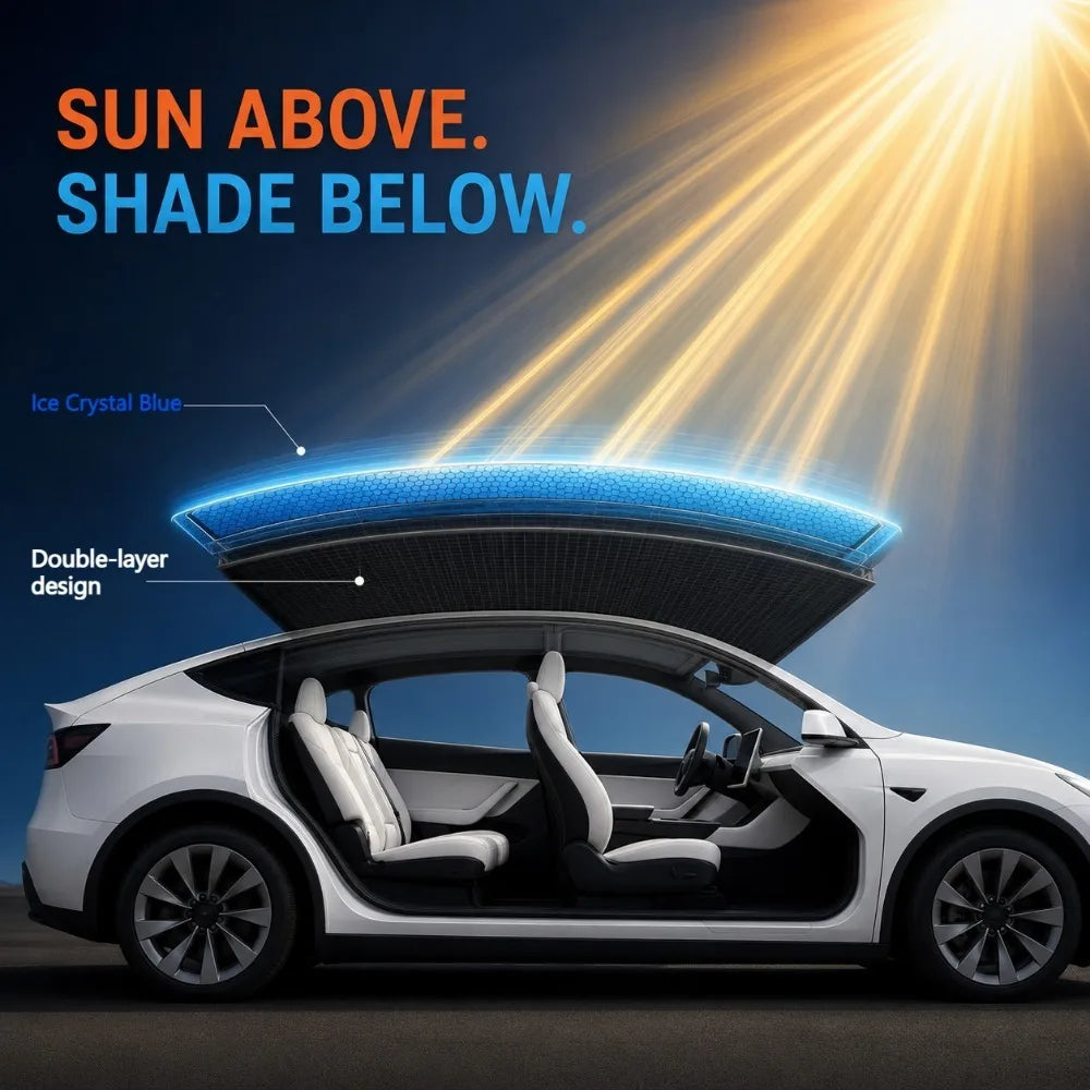 Ice-Blue Glass Roof Sunshade for Model 3 (2017-2026)