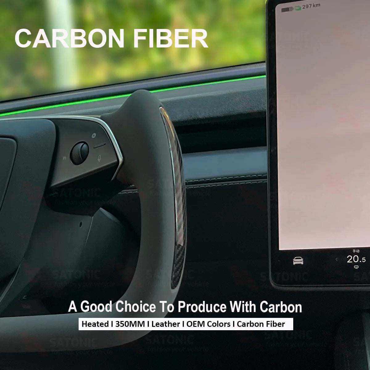 Custom Heated Yoke Steering Wheel for Model Y Juniper — Sport Colors