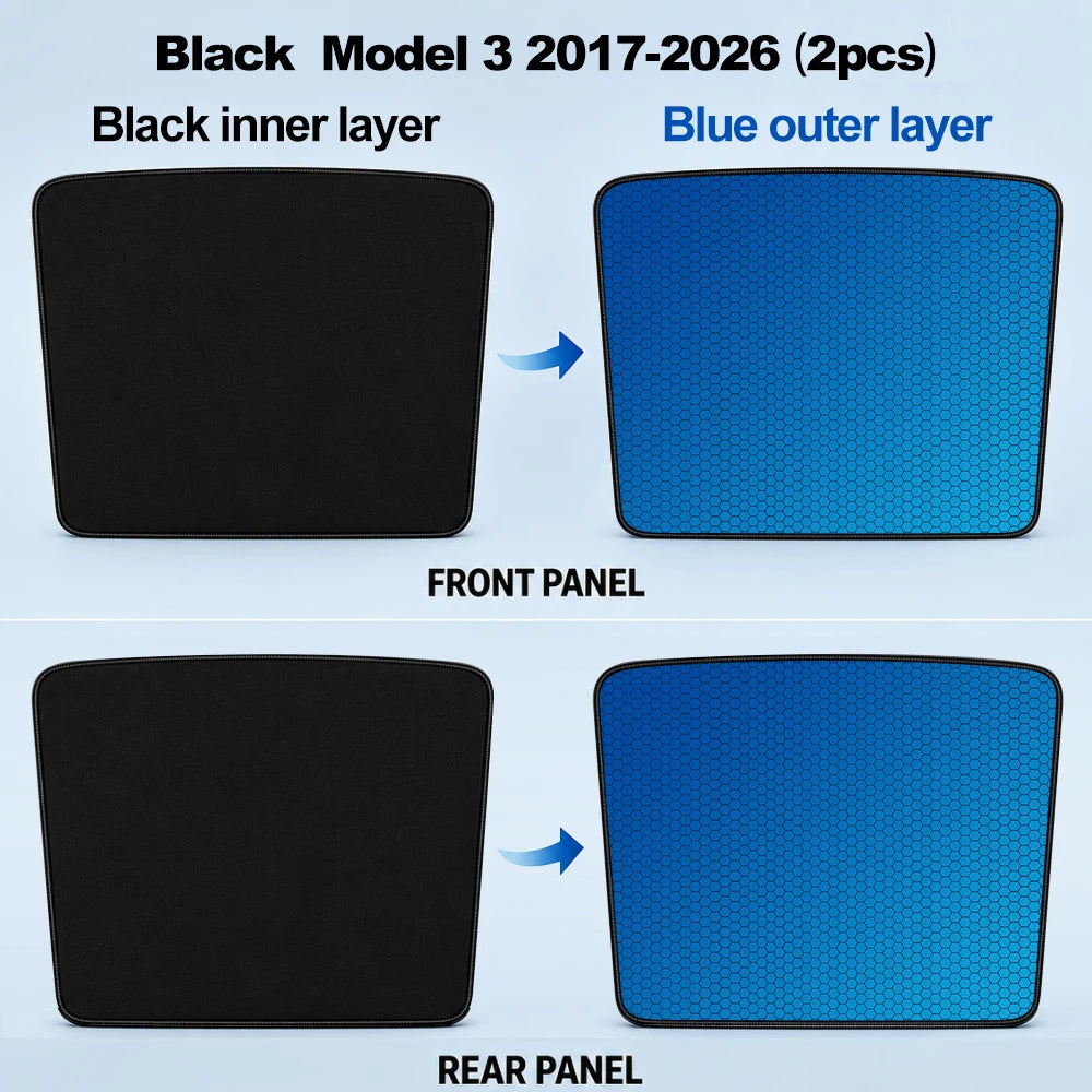 Ice-Blue Glass Roof Sunshade for Model 3 (2017-2026)