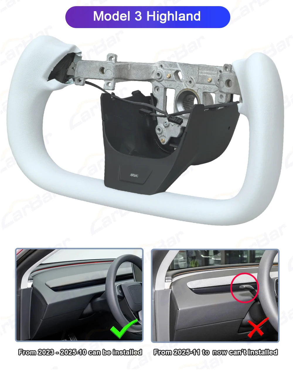 Yoke 3.0 Seamless Steering Wheel for Model Y Juniper / Model 3 Highland