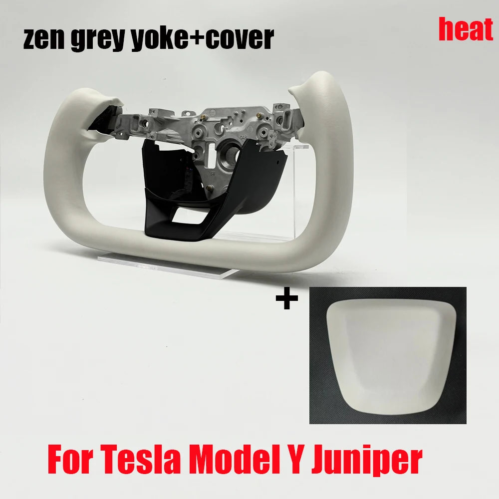 Zen Grey Heated Yoke Steering Wheel for Model Y Juniper