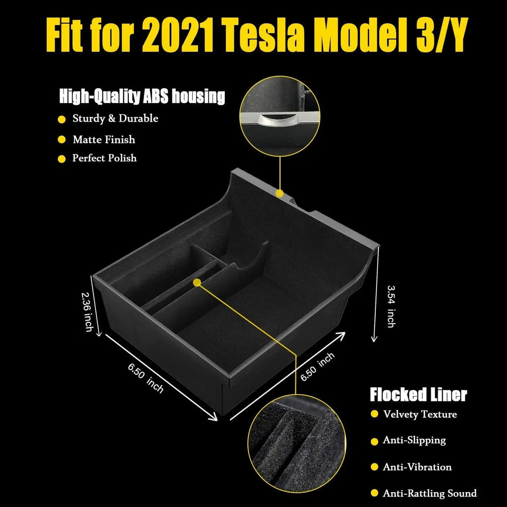 Flocked Center Console Armrest Tray for Model Y (2021-2023)