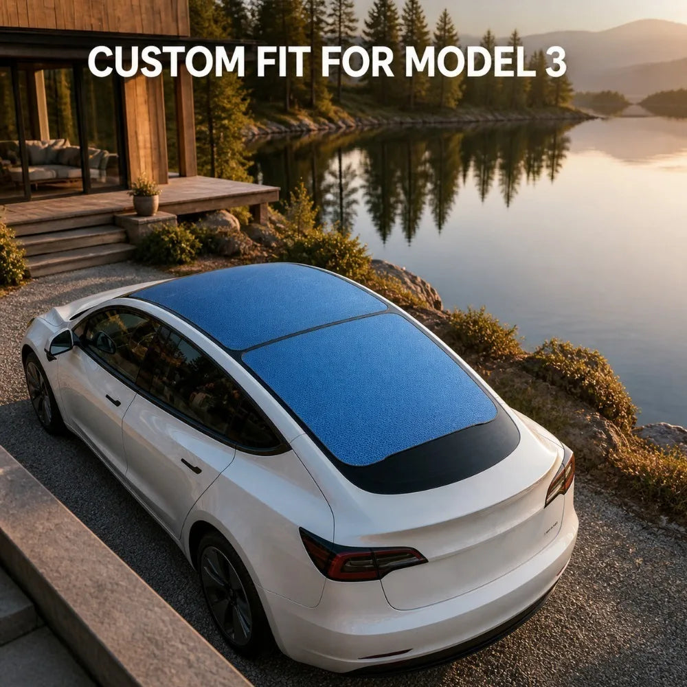 Ice-Blue Glass Roof Sunshade for Model 3 (2017-2026)