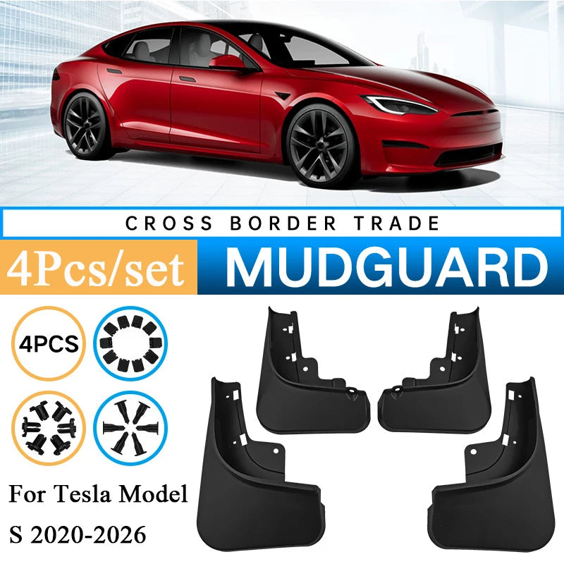 No-Drill Mud Flaps for Model S (2022+), Set of 4