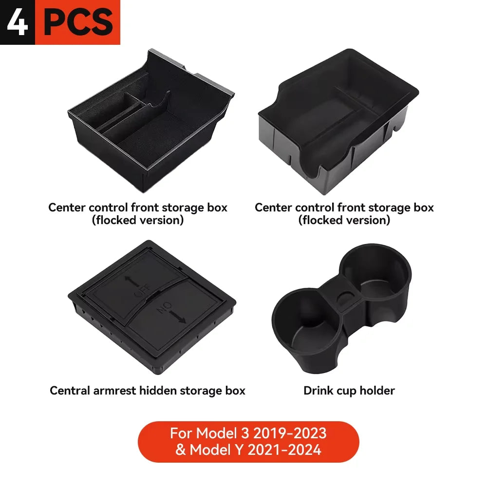 Center Armrest Hidden Storage Tray for Model 3 (2021-2023)