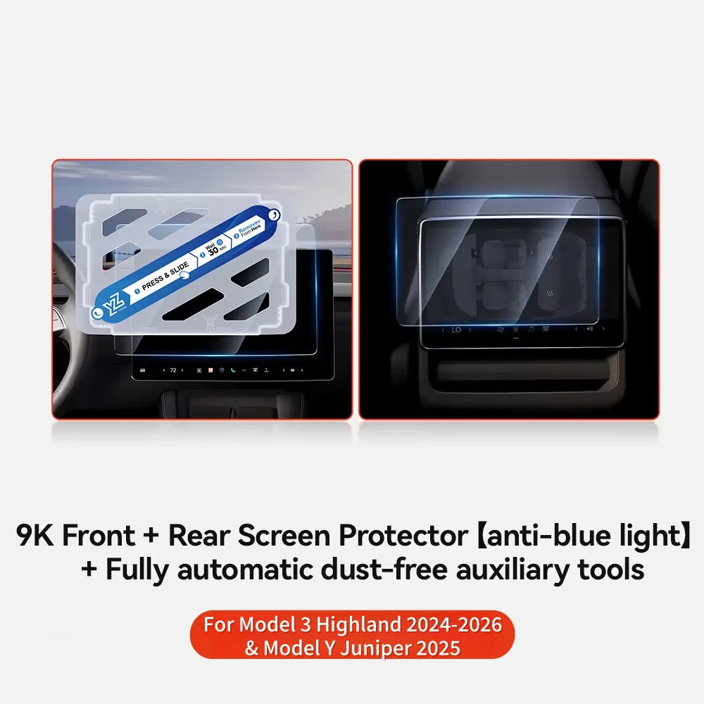 Rear-Row Tempered Glass Screen Protector for Model 3 / Model Y (Highland & Juniper 2024+)