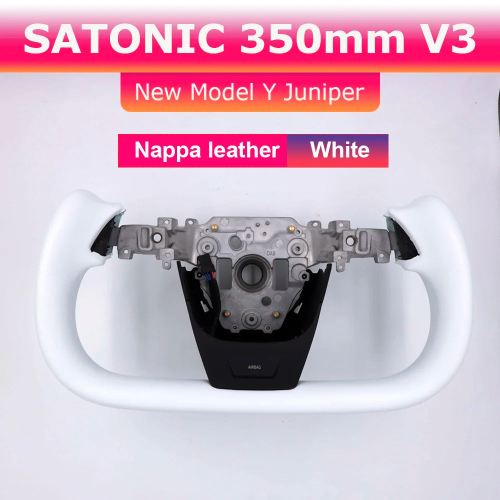 Custom Heated Yoke Steering Wheel for Model Y Juniper — Sport Colors