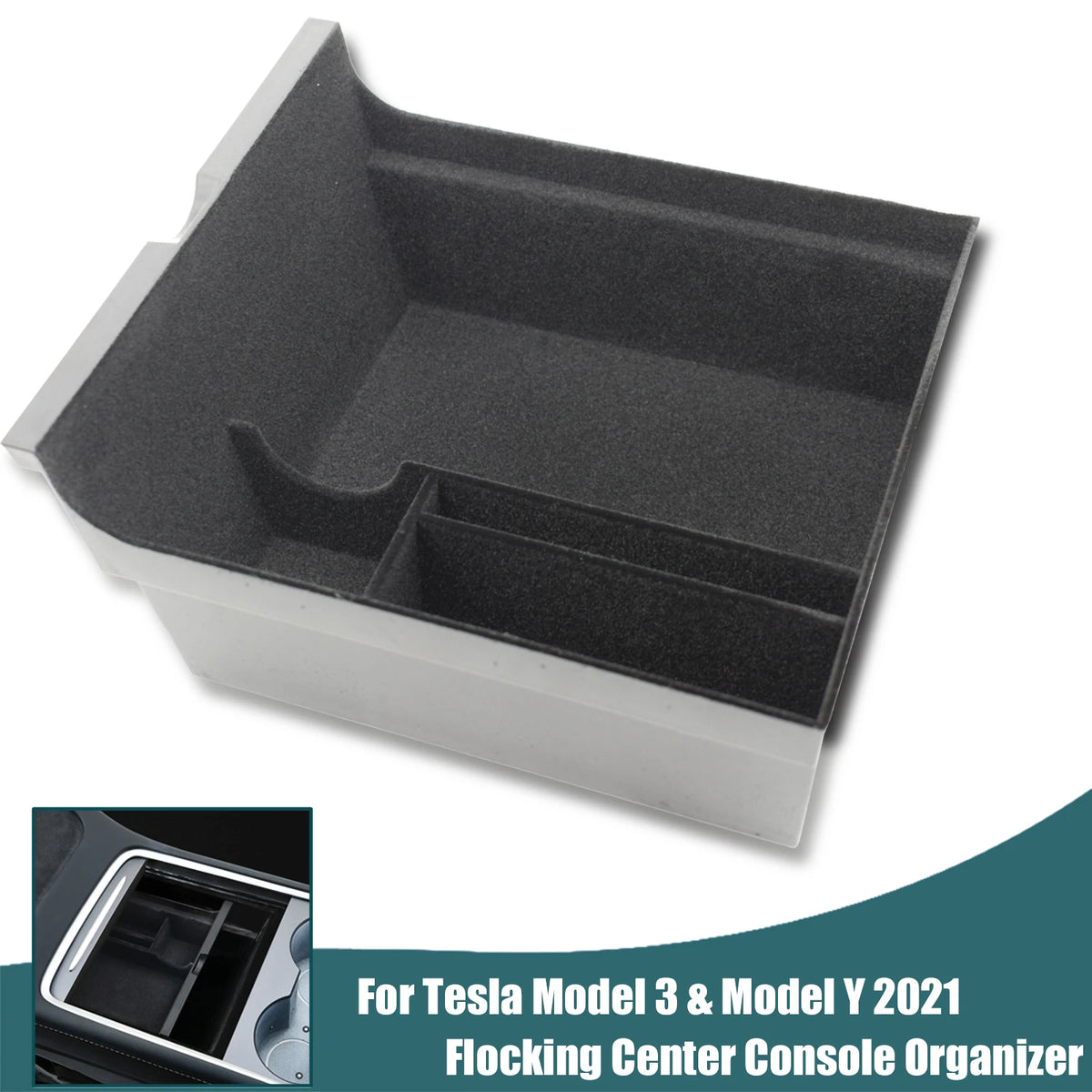Flocked Center Console Armrest Tray for Model Y (2021-2023)