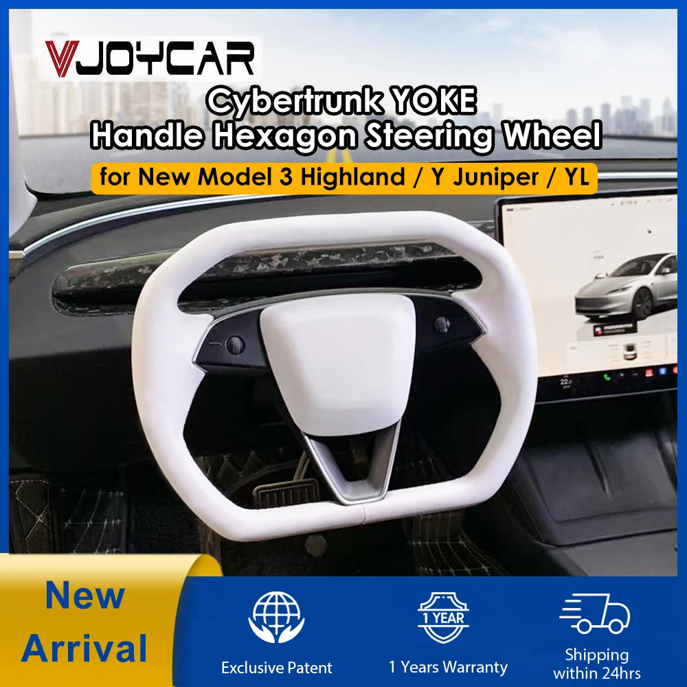 Cybertruck-Style Hexagon Heated Yoke for Model Y Juniper