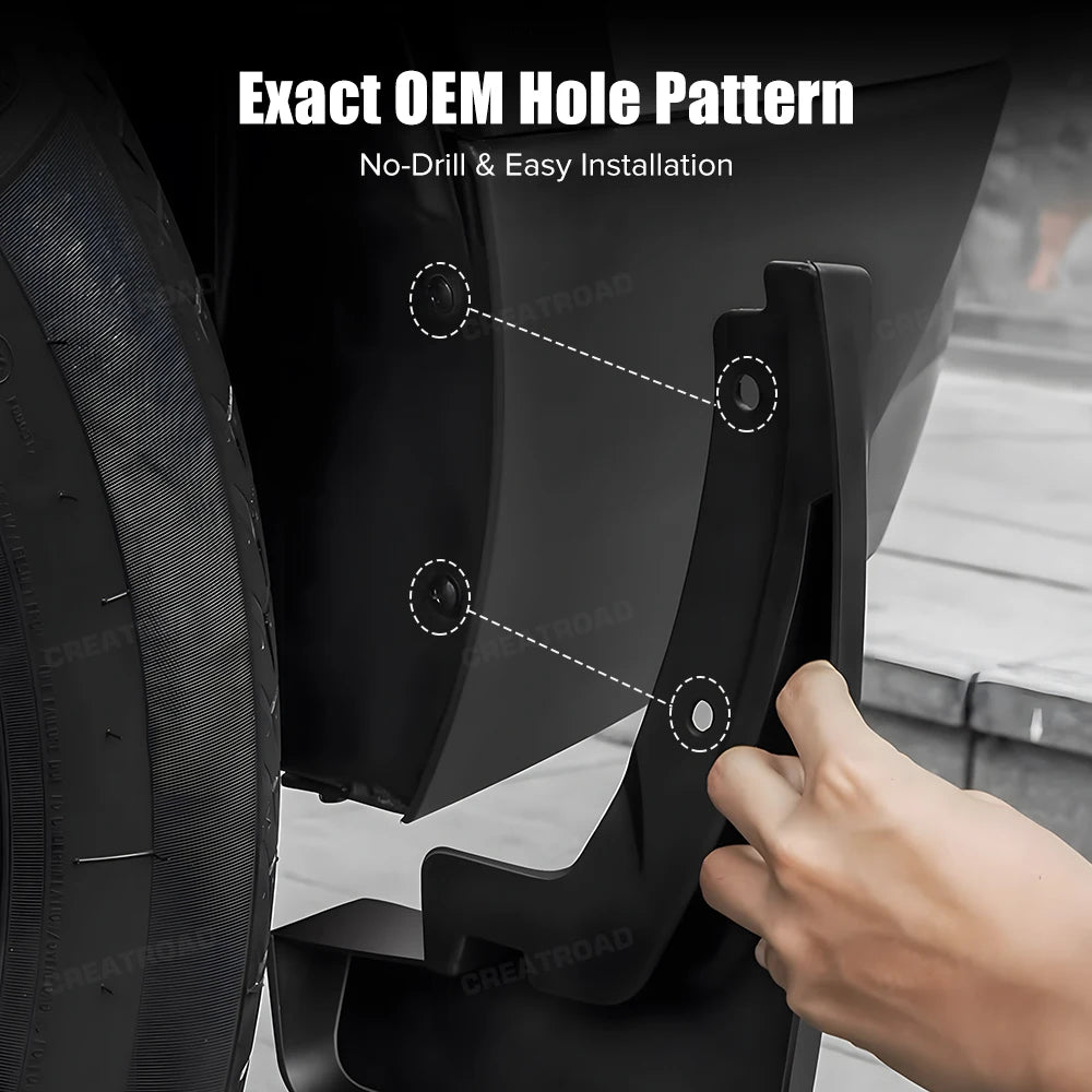 No-Drill Mud Flaps for Mustang Mach-E (2021-2025), Set of 4