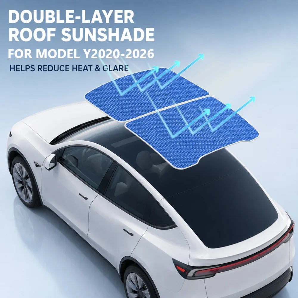 Ice-Blue Glass Roof Sunshade for Model Y (2020-2026)
