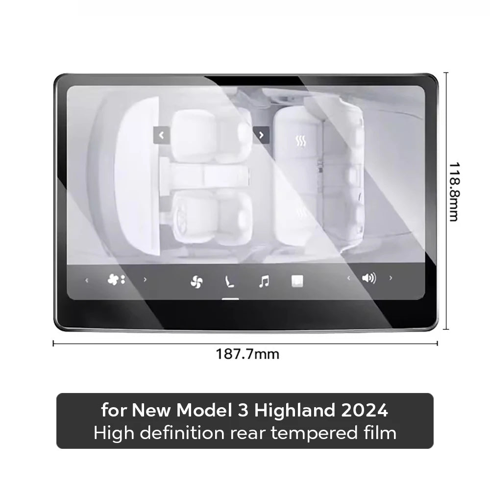 Tempered Glass Rear Display Screen Protector for Model 3 Highland (2024+) & Model Y Juniper (2025+)