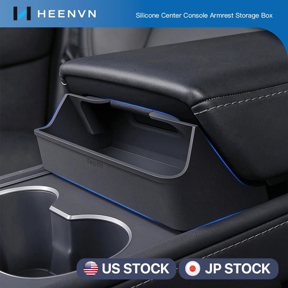 Silicone Center Armrest Storage Box for Model 3 / Model Y (2020-2024)