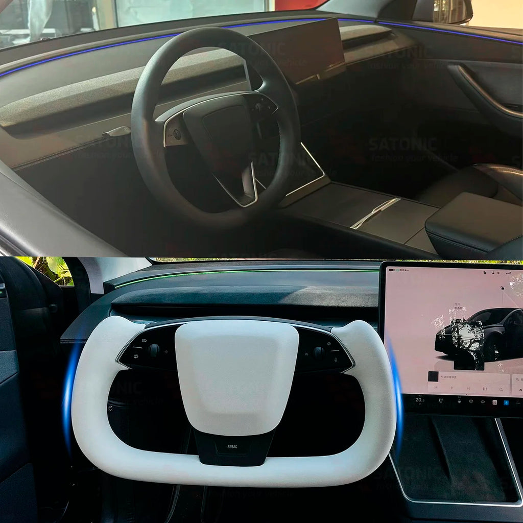 Custom Heated Yoke Steering Wheel for Model Y Juniper — Sport Colors