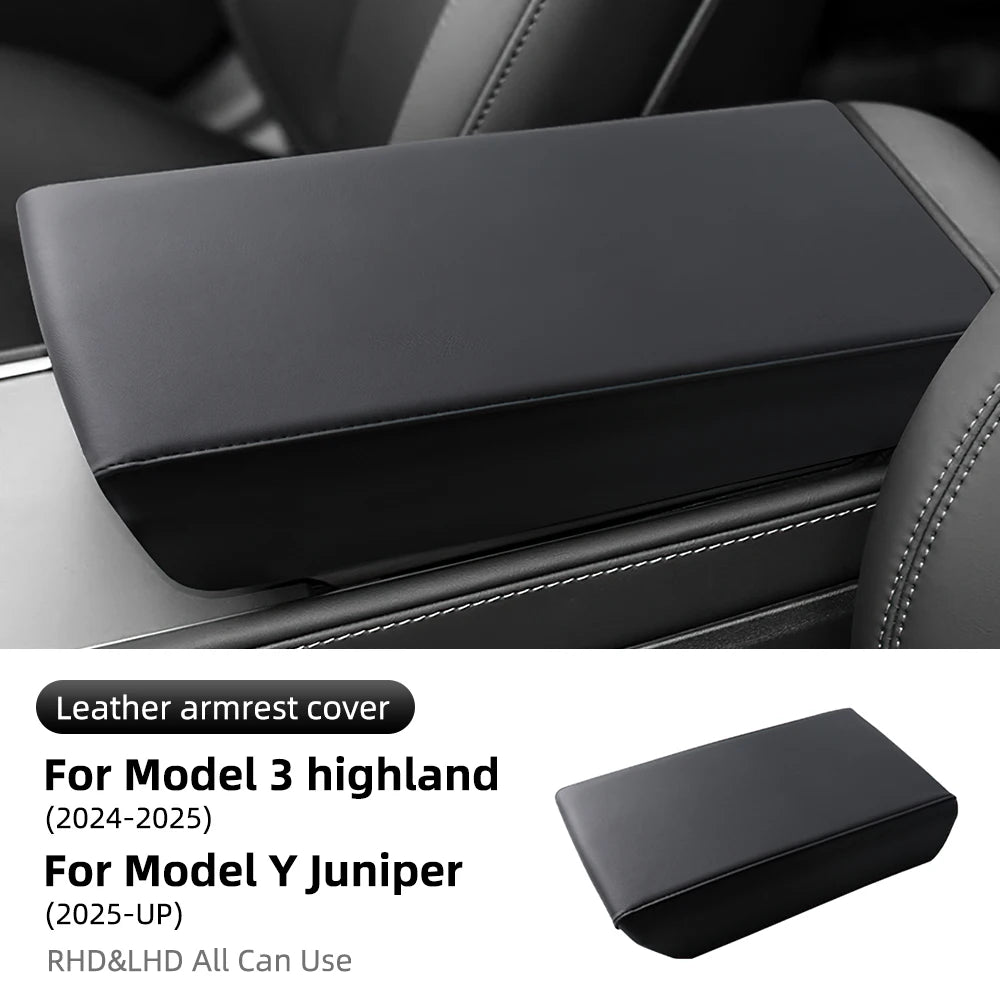 Leather ABS Armrest Box Cover for Model 3 / Model Y (2017-2023)