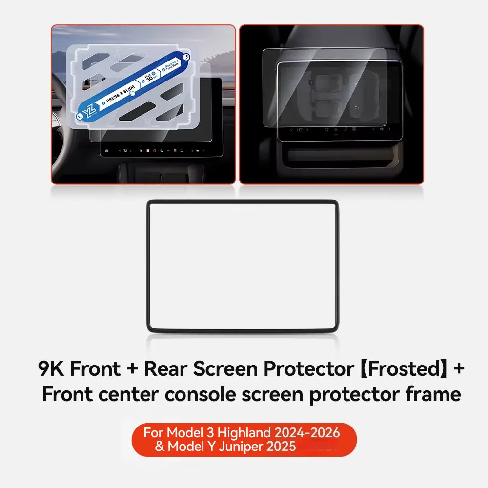Rear-Row Tempered Glass Screen Protector for Model 3 / Model Y (Highland & Juniper 2024+)