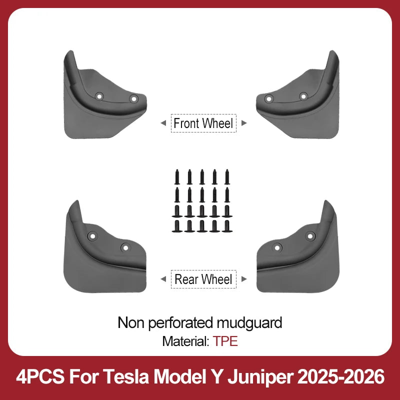 No-Drill Mud Flaps for Model 3 Highland (2024+) & Model Y Juniper (2025+)