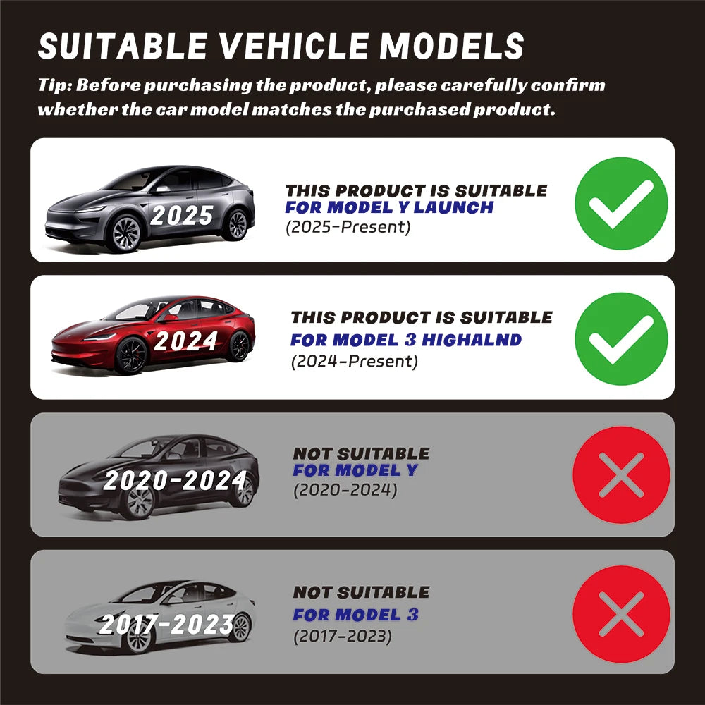 Tempered Glass Rear Display Screen Protector for Model 3 Highland (2024+) & Model Y Juniper (2025+)