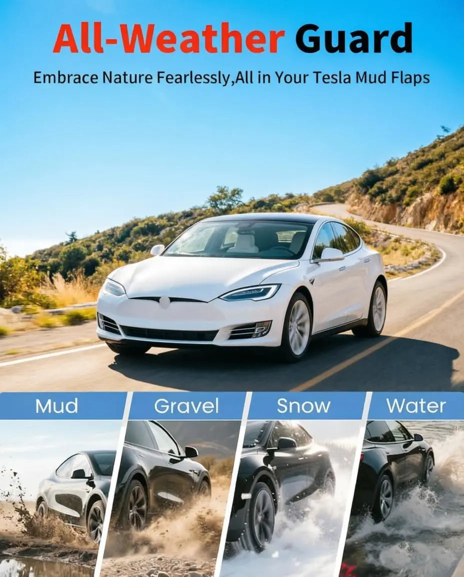 No-Drill Mud Flaps for Model S (2022+), Set of 4