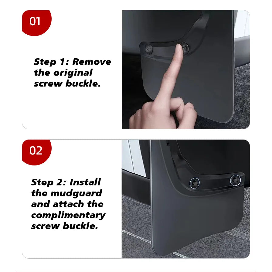 No-Drill Mud Flaps for Model Y Juniper (2025+), Set of 4