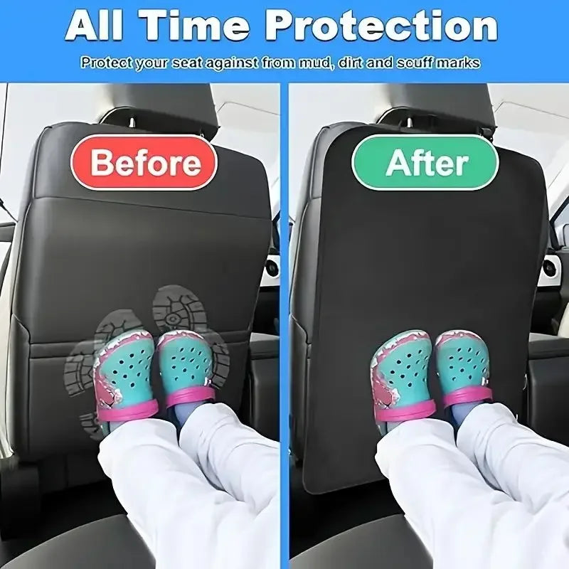 Rear Seat Back Kick Mat Protector with Storage Pockets, Universal Fit