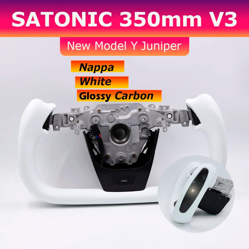 Custom Heated Yoke Steering Wheel for Model Y Juniper — Sport Colors