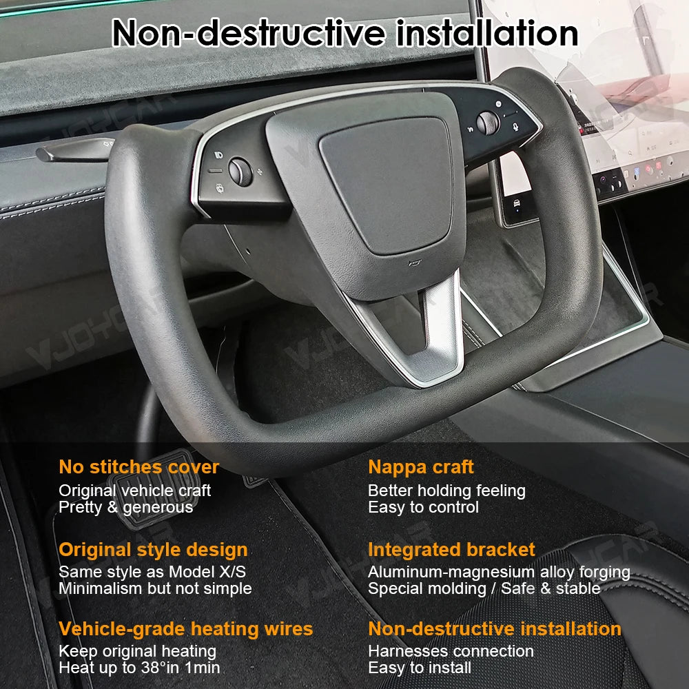 Heated Yoke Steering Wheel for Model Y Juniper (YL) — OEM airbag reuse