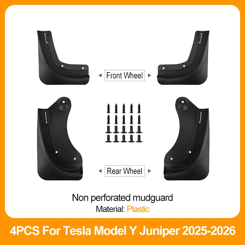 No-Drill Mud Flaps for Model 3 Highland (2024+) & Model Y Juniper (2025+)