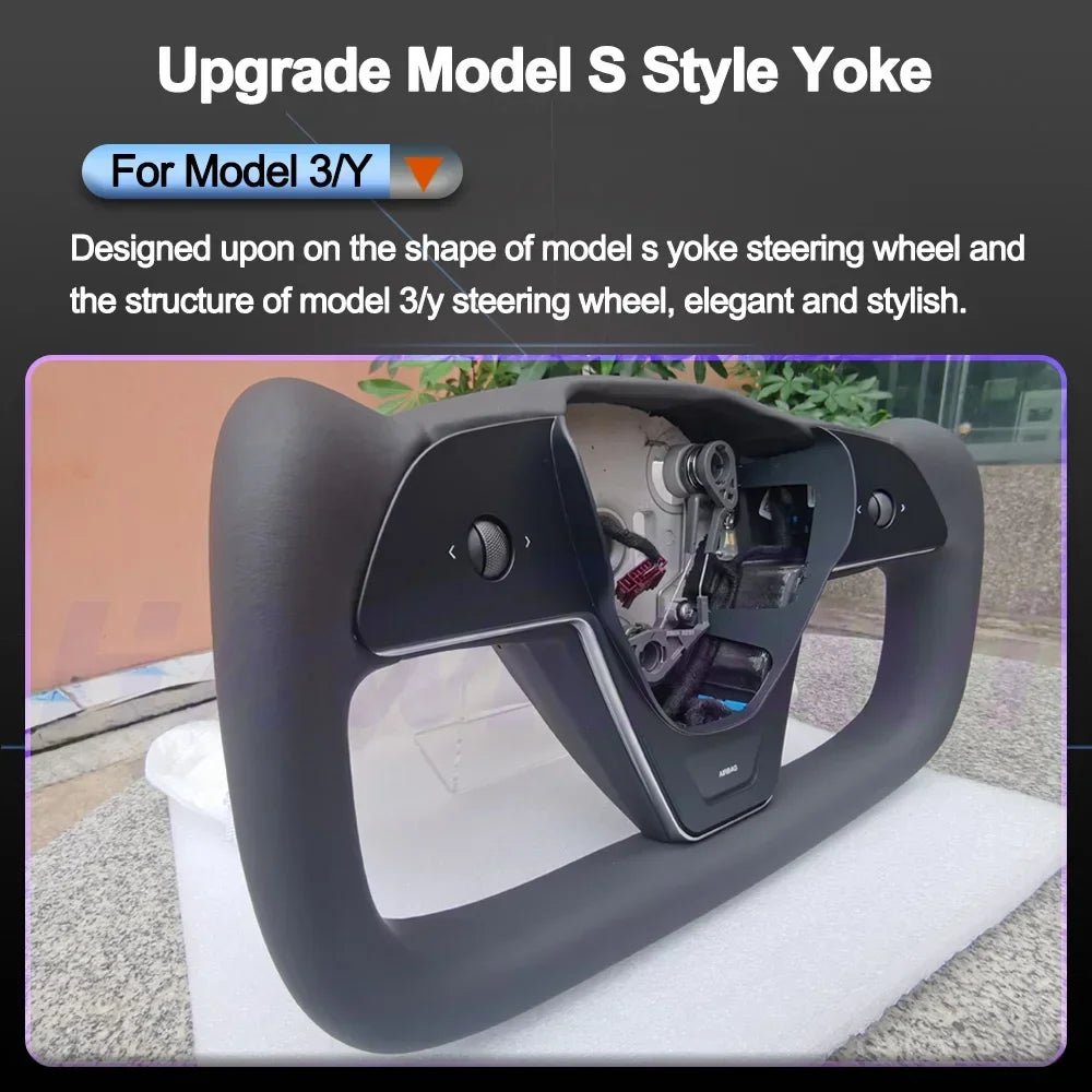 377mm Heated Yoke Steering Wheel for Model 3 / Model Y (2017–2023)