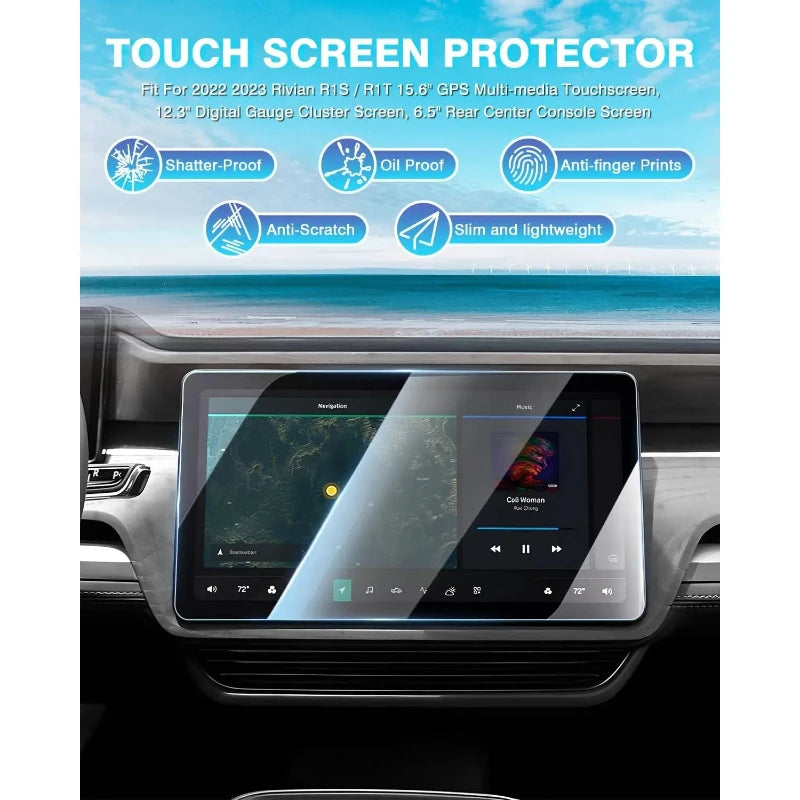 Center Screen Tempered Glass Protector for Rivian R1T & R1S