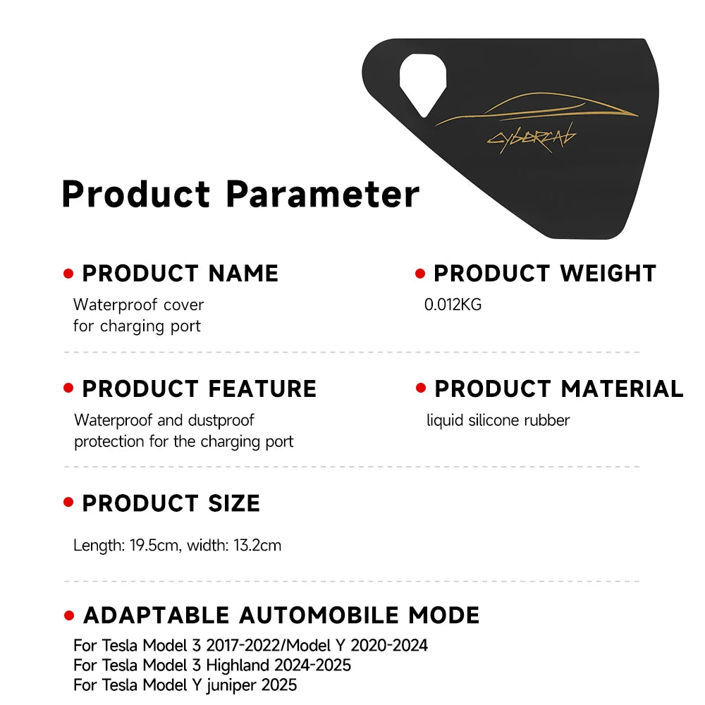 Charge Port Rain Cover for Model 3 Highland & Model Y Juniper
