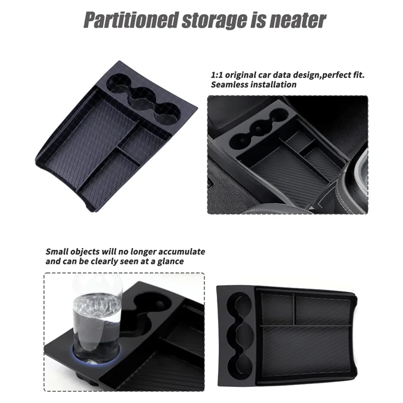 Lower Console Organizer with Cup Holder for Rivian R1T & R1S