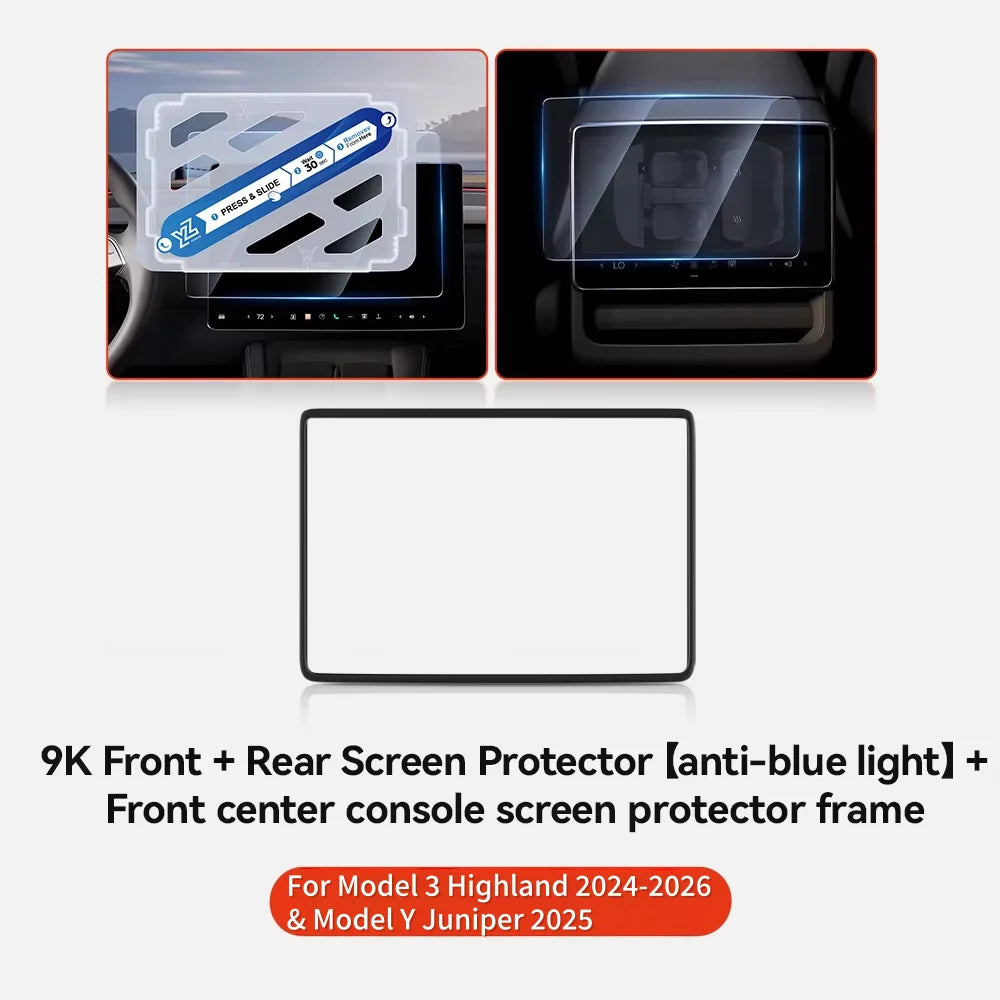 Rear-Row Tempered Glass Screen Protector for Model 3 / Model Y (Highland & Juniper 2024+)