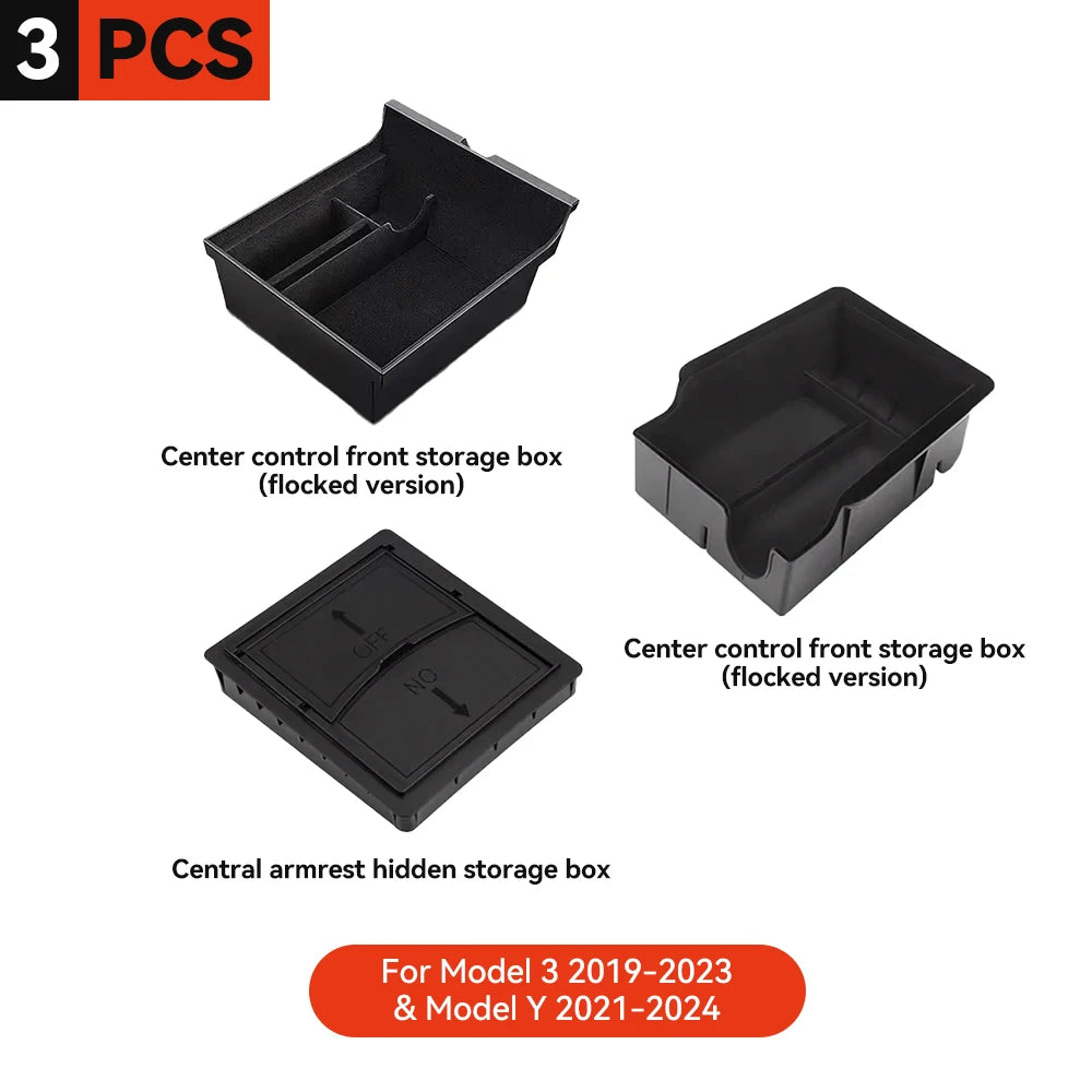 Center Armrest Hidden Storage Tray for Model 3 (2021-2023)