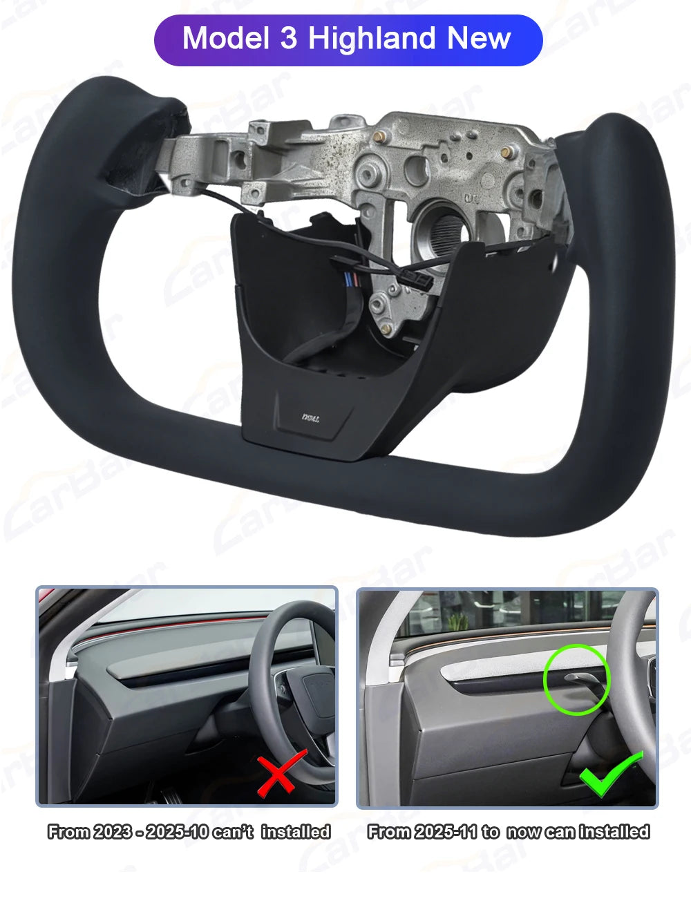 Yoke 3.0 Seamless Steering Wheel for Model Y Juniper / Model 3 Highland