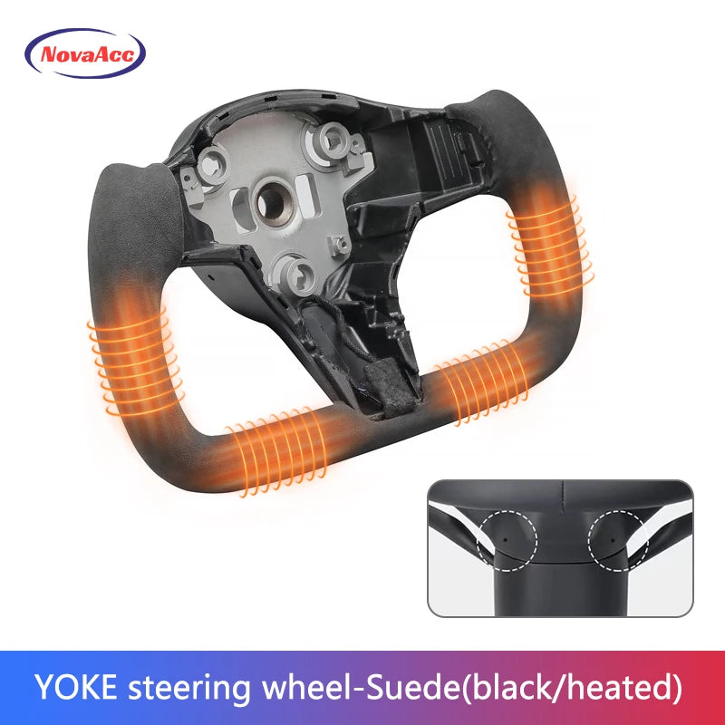Heated Nappa / Suede Yoke Steering Wheel for Model 3 / Model Y (2017–2023)