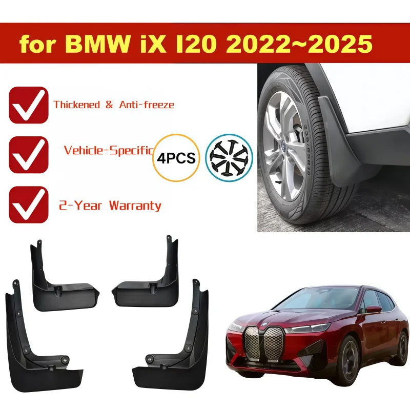 No-Drill Mud Flaps for BMW iX Sport (2021-2026), Set of 4