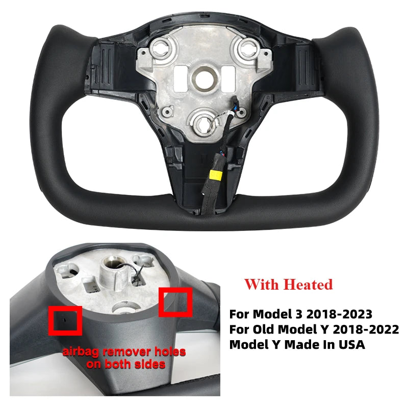 Carbon Fiber Leather Yoke Steering Wheel for Model 3 / Model Y (2018–2024)